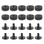 Yibuy Black Drum Set Replacement Parts 15mm Thick Felt Washers + Plastic Long Flanged Cymbal Sleeves Pack of 10