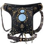 Steampunk Crossbody Shoulder Bag Messenger Gothic Waist Fanny Pack Chain Drop Leg Hip Holster Belt Purse Pouch, Gothic, L