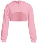 OYOANGLE Girl's Long Sleeve Drop Shoulder High Low Asymmetrical Hem Crop Hoodie Top Pink 10Y