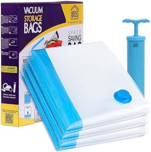 ABOUT SPACE 3 Pack Vacuum Bags for Travel with Hand Pump (3-2X Jumbo) Polyamide Polyethylene Airtight, Reusable Space Saver Compression Storage for Packing, Ziplock Vaccine Sealer Bags (Blue)