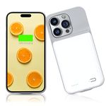 Gladgogo iPhone 14 Pro Max Charging Case, 8500mAH Portable iPhone 14 Pro Max Battery Case, Rechargeable Extended iPhone 14 Pro Max Battery Charger Case, 6.7 inch, White