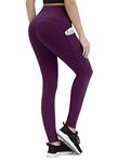 ALONG FIT Yoga Pants with Pockets for Women High Waisted Workout Leggings Tummy Control Athletic Leggings (MB001 CA, M)