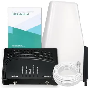 Cell Phone Booster for Home & Office,Up to 2,000 sq ft,Cell Phone Signal Booster with Band 66/25/2/4/5/12/13/17,Boost 5G 4G Data for All U.S. Carriers FCC Approved Cell Booster