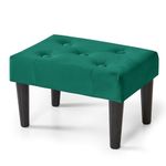 BRIAN & DANY Small Footstool Ottoman, Velvet Soft Foot Stool Ottoman with Wood Legs, Sofa Footrest for Living Room Entryway Office (Blackish Green)