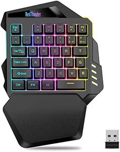 RedThunder G60 2.4Ghz Wireless RGB One-Handed Gaming Keyboard, 35-key Mini Design, Ergonomic Non-slip Comfortable Hand Rest, Rechargeable 2000mAh Battery, Suitable For PC, PS4, PS5, Xbox One.