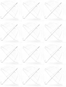 12-Pack Large Clear Bubble Umbrella with 34.05" Diameter - Windproof Apollo Dome & Waterproof Canopy for Wedding, Prom, Outdoor Events - Lightweight Fashion Rain Protection with Full Visibility