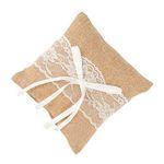 Jubaopen Lace Pillow Ring Cushion, Romantic Wedding Ring Cushion for Beach Wedding Party Ceremony (15×15×4cm)