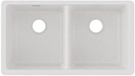 Elkay ELGU3322WH0 Gourmet 18-1/2-Inch x 33-Inch Double Basin Undermount Granite Composite Kitchen Sink, White