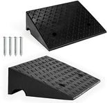 Goplus 2PCS Rubber Car Curb Ramps, 5" Rise Portable Lightweight Threshold Ramp Set Heavy Duty Loading Ramp Slope Motorcycle Pad for Driveway, Sidewalk, Loading Dock (5")