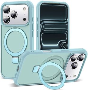 SKYLMW Compatible with iPhone 17 Pro Case with Invisible Magnetic O-Ring Stand Military-Grade Translucent Phone Case for iPhone 17 Pro 6.3" [Compatible with Mag-Safe][Great Grip Feeling], Blue