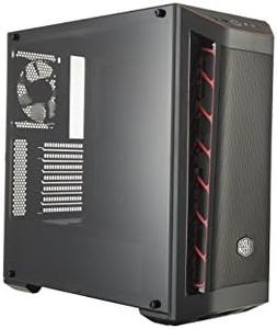 Cooler Master MasterBox MB511 ATX Mid-Tower with Front Mesh Ventilation, Front Side Red Accent Mesh Intake & Transparent Acrylic Side Panel, Black