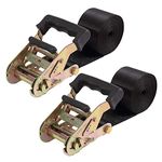 Endless Ratchet Tie Down Straps Heavy Duty Cargo Tie Downs, Sturdy Nylon Black Strap Down Ratcheting Securing Straps, Track Spring Fittings, Tie-Down Motorcycles, Trailer Loads, Kayak