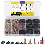 205 Pcs Auto Screw and Nut Clip Kit, Car Screw Tabs: 115 Car Body Screws + 100 U Type Body Panel Screws Fastener Clips, Car Body Undertray Screws for Engine Under Cover Guard Body Fender Bolts