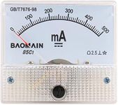 Baomain Analog Ammeter Dc 0-500Ma Micro Amp Gauge Current Measurement Panel Meter