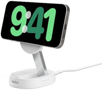 Belkin BoostCharge Pro soporte de carga magnético rápido convertible de 15W, cargador inalámbrico Qi2, base de carga, cargador magnético compatible con MagSafe para Apple iPhone15, 14, 13, 12, blanco