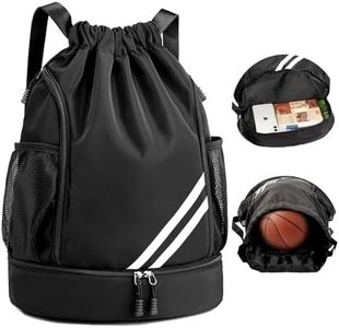 Sac à Cordon De Sport, Étanche Pliable Sac à Dos à Cordon, Sac de Gym Étanche Multifonctionnel, Sac de Sport avec Compartiment Séparé & Humide-sec Sac, pour Formation au Football Randonnée Plage