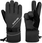 SUN CUBE Premium Ski Gloves Men, Waterproof Snow Gloves for Adults, Mens Snowboard Gloves & Skiing Gloves Winter Gloves for Snowboarding Cold Weather Warm Insulated Gloves Men Women (Black Medium)