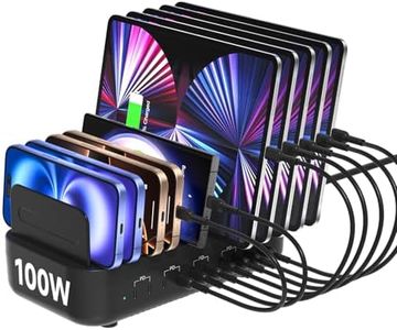 SooPii USB C Multi Charging Station,100W 10-Port Type C Fast Charger Station for Multiple Devices with Adjustable Dividers, Charger Organizer Compatible with Phone, Tablet,Kindle and More(Black)