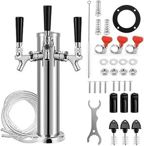 MRbrew Kegerator Tower Beer Tap Tower Dispenser 3 Faucet Beer Tower Draft Beer Dispenser Stainless Steel Keg Tap Tower 3'' Keg Tower Pre-assembled Line Beer Faucet Dispenser Kit For Home, Bar,Party