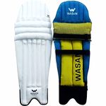 Wasan Cricket Batting Legguard Pads (10-16 Years), Size Youth (White)