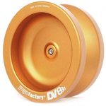 YoyoFactory DV888 Metal Responsive Yo-Yo With Ball Bearing & Extra String - GOLD (beginner friendly, modern spinning yoyo, high speed steel bearing, spare string and tips included, full aluminum body)