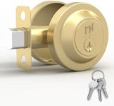 Mega Handles - RAEGEN Entrance Deadbolt I Deadbolt for Entry Lever Door Handle - Heavy Duty Round Lock for Left or Right-Handed Doors - Interior/Exterior Door Lever Deadbolt- Satin Brass