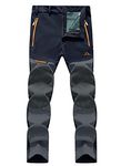 EKLENTSON Mens Waterproof Trousers Fleece Lined Snow Ski Pants Zipper Pockets Outdoor Hunting Climbing Winter Trousers Navy,32