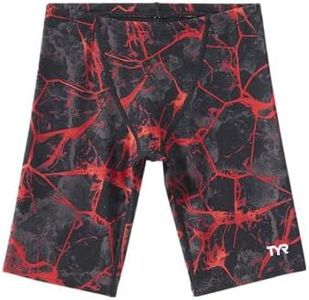 TYR Boys' Durafast Elite Jammer Swimsuit, Red/Synapse, 24