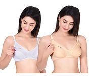 ALYANA Woman's Cotton Mother Feeding Bra for Woman | Non Wired | Non Padded | Maternity Nursing Bra Combo Pack of 2