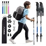 TrailBuddy Collapsible Hiking Poles - Pack of 2 Trekking Poles for Hiking, Camping & Backpacking - Lightweight, Adjustable Aluminum Walking Sticks w/ EVA Grip (Junior Size)