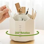 NBEST™ Pen Holder-360 degree rotating multi-functional pen holder, 5 separate layer desktop stationery storage bags, desk organiser, home office art supplies storage box (White)