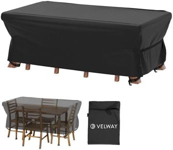 Velway Patio Table Chairs Set - Square Waterproof 76"L x 54"W x 28"H Outdoor Bistro Dining Set - Fire Pit Table Cover - Furniture Cover - Small Rectangle Ultra Windproof UV-Resistant