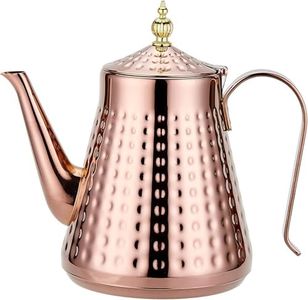 SANQIAHOME 1.6L(54oz) Stainless Steel Hammer Patterned Teapot with Removeable Infuser,Loose Leaf Cover,Copper