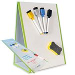 Magic Whiteboard Easel for Kids - A4 Foldable Kids Easel Double Sided with 4 Coloured Dry Erase Pens & Eraser - Easy Clean, Portable, & Magnetic Drawing Board for Arts, School, & Home