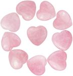 Marrywindix 10 Packs 1 Inch Healing Crystal Natural Rose Stone Heart Love Carved Palm Worry Stone Chakra Reiki Balancing