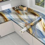 Vinyl Marble Wallpaper Peel and Stick Waterproof Wallpaper for Home Kitchen Countertop Cabinet Furniture Oil Proof Kitchen Stickers (60X200) (JSK-New Ocean Gold)