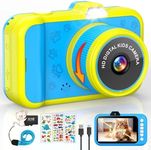 Uffylle Kids Camera, 1080P 48MP Front Selfie Toddler Camera, 3.5 inch Big Screen Toy Camera, 10X Zoom in Chritmas Birthday Gift Cameras for Kids Boys Girl Age 2 3 4 5 6 7 8 9 10 11 12, Blue