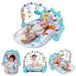 Uonibaby by StarAndDaisy Baby Play Gym mat, Kick & Play Gym mat with Piano for Baby, Infants & Toddler Gym, Hanging rattles Toys and Fitness Rack (Blue)