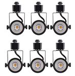 Cloudy Bay 8W Dimmable LED Track Light Head,CRI 90+ Warm White 3000K,Adjustable Tilt Angle Track Lighting Fixture,120V 40° Angle for Accent Retail,Black Finish Halo Type - Pack of 6