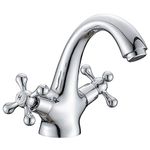 Traditional Victorian Monobloc Basin Mixer Tap Vintage Chrome Dual Cross Handle Bathroom Faucet