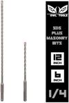 Owl Tools SDS Plus 1/4 Inch Masonry Drill Bit for Rotary Hammers (2 Pack Includes 6" & 12" Bit) Carbide Tipped to Easily Drill Through Concrete, Cement, Brick, Block, Stone, and More!