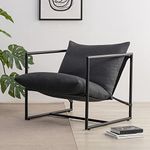 Zinus Aidan Sling Accent Chair – Modern Minimalist Design with Comfort Cushion, Durable Metal Framed Armchair with Foam Cushioning, Stylish Accent, Versatile Use, Dark Grey