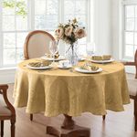 Elrene Home Fashions Caiden Elegance Damask Tablecloth, 90" Round, Gold