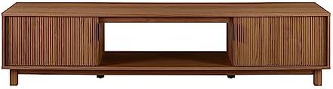 Walker Edison Walton Modern Fluted-Door Low Stand for TVs up to 80 Inches, 70 x 15.75 x 16 inches, Mocha