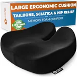 Seat Cushion for Office Chair - Tailbone Pressure Relief Cushion - Coccyx, Lower Back, Hip, Butt, Sciatica Pain Relief Pillow - Memory Foam Chair Cushions for Desk Chairs, Car Seats, Wheelchairs
