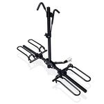 COSTWAY 2-bike Hitch Mount Rack, Platform Style Bicycle Carrier Fits Vehicles with 1/4-inch / 2-inch Receiver, Retractable Tire Cradles & Adjustable Frame Hooks, Foldable Bike Rack for 20”-26” Tires