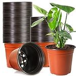 PEYOU 50 Pack 15cm Plastic Plant Pots, Reusable Nursery Seedling Pots for Indoor and Outdoor, Seed Starting Pots Flower Plant Container for Seedlings,Vegetables,Succulents,Transplanting