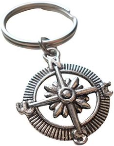 Open Metal Compass Keychain - I'd Be Lost Without You; Couples Keychain Gift, Best Friends Keychain Gift