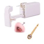 Upgraded Version Self Nose Piercing Gun Self Nose Piercing Gun Kit Safety Nose Piercing Gun Kit Tool,Self Ear Piercing Gun (Gold—White Crystal)