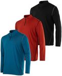 Real Essentials Mens Big and Tall King Size Quarter 1/4 Zip Pullover Long Sleeve Athletic Dry Fit Shirt Gym Running Golf Half Zip Top Workout Sweatshirts Sweater Jacket, Set 11, 4X Tall, Pack of 3